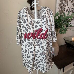 Jessica Simpson Leopard Print Top with Pink 'Wild' Graphic